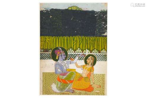 KRISHNA AND RADHA IN A GARDEN