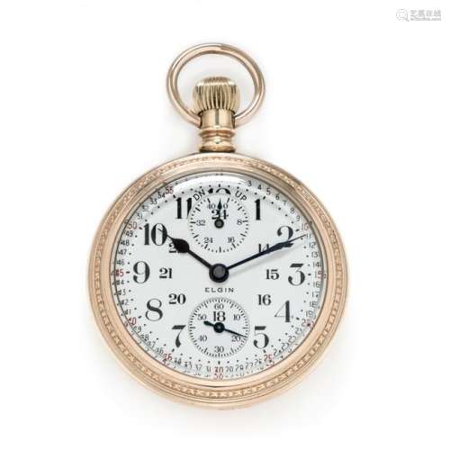 Elgin, G.F. Open Face 'Time Indicator' Pocket Watch,