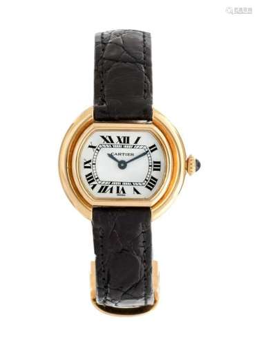 Cartier, Paris, 18K Yellow Gold 'Ellipse' Wristwatch