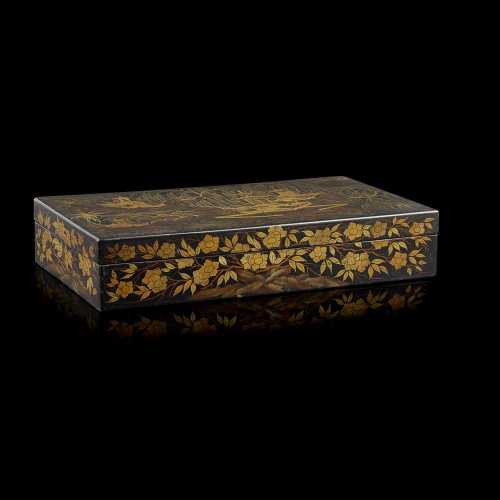 COLLECTION OF MOTHER-OF-PEARL GAMING COUNTERS WITH LACQUER BOX QING DYNASTY, 19TH CENTURY comprising