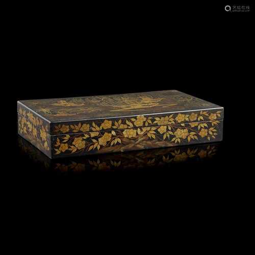 COLLECTION OF MOTHER-OF-PEARL GAMING COUNTERS WITH LACQUER BOX QING DYNASTY, 19TH CENTURY comprising