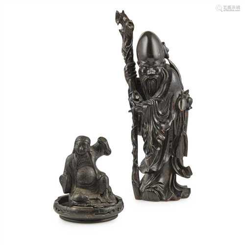 A CARVED HARDWOOD DEITY LATE QING DYNASTY - REPUBLIC PERIOD, 19TH-20TH CENTURY depicting the deity