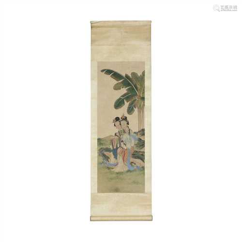 THREE CHINESE SCROLL PAINTINGS WITH LADIES QING DYNASTY, 19TH CENTURY ink and colour on paper, one