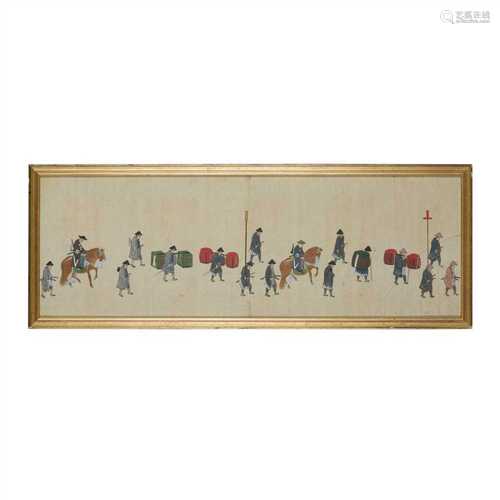 FIVE INK AND WATERCOLOUR PAINTINGS LATE 19TH-20TH CENTURY two framed watercolour paintings on