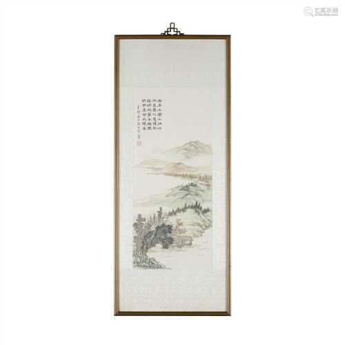 COLLECTION OF FIVE CHINESE PAINTINGS 20TH CENTURY two small watercolour paintings on silk