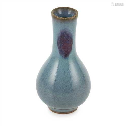 JUN WARE MINIATURE BOTTLE VASE 19TH-20TH CENTURY the globular body rising from a shallow foot to a