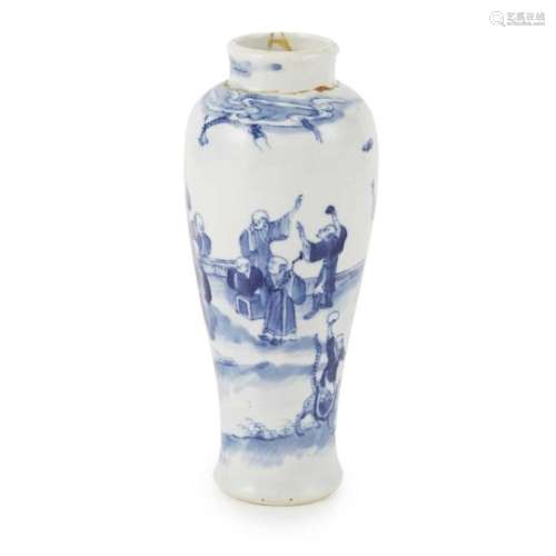 CHINESE BLUE AND WHITE BALUSTER VASE XUANGDE MARK BUT LATER with a slender baluster body and shallow
