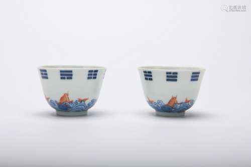 Chinese Pair Of Qing Dynasty Blue And White Underglaze