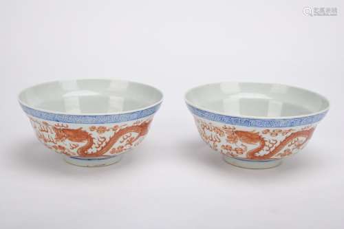 Chinese Pair Of Period Of Republic Of China Underglaze