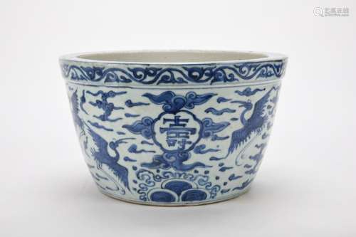 Chinese Qing Dynasty Blue And White Vat