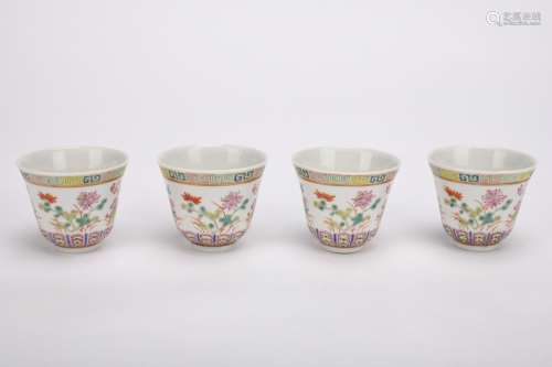 Chinese Qing Dynasty Guangxu Set Of Famille Rose Bowls