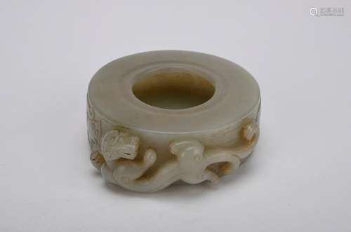 Chinese Qing Dynasty Hetian Jade Dragon Pattern Brush