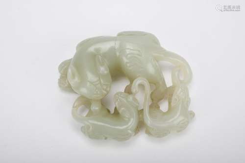 Chinese Qing Dynasty Hetian Jade Beast Ornament