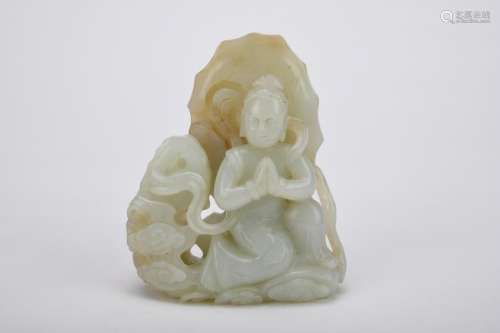 Chinese Qing Dynasty White Jade Maid