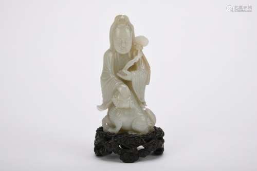 Chinese Qing Dynasty White Jade Maid