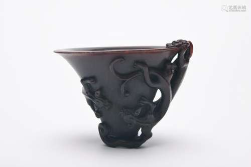 Chinese Qing Dynasty Red Tiger Cup
