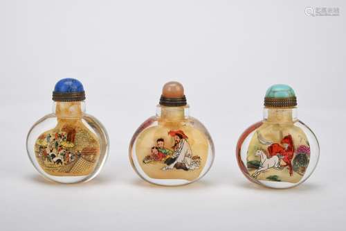 Chinese Qing Dynasty Set Of Glass Snuff Bottles