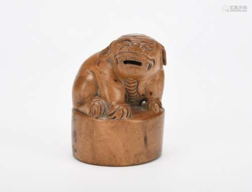 Chinese Boxwood Carved Animal Seal