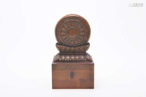 Chinese Qing Dynasty Boxwood Dharma Wheel Seal