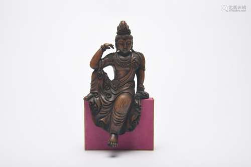 Chinese Qing Dynasty Boxwood Guanyin Istatue