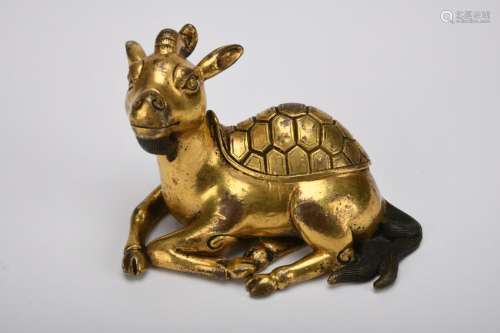 Chinese Qing Dynasty Bronze Gold Gilded Ornament