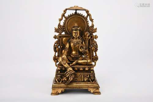 Chinese Qing Dynasty Bronze Gold Gilded Buddha