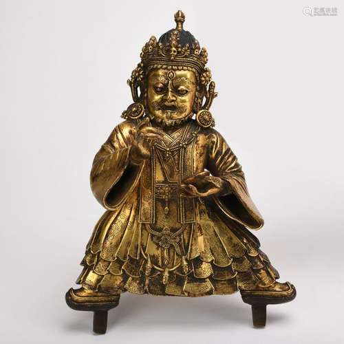 Chinese 18Th Century Bronze Gold Gilded Great Dark Sky