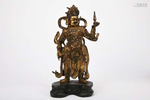 Chinese 18Th Century Bronze Gold Gilded Statue