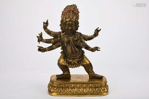 Chinese 18Th Century Bronze Gold Gilded Statue