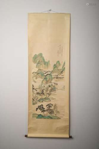 Chinese Qing Dynasty Wang Jian'S Landscape Painting