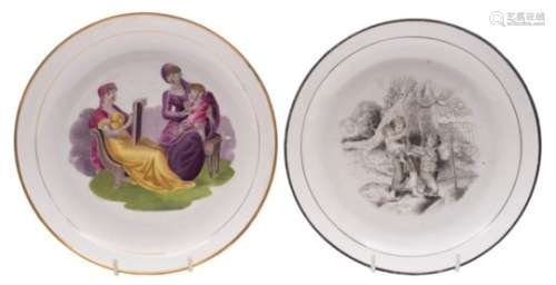 A group of five New Hall bone china dessert dishes and plates: comprising pat.no.