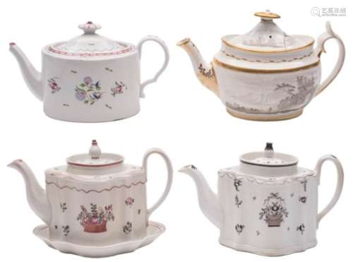 A group of four New Hall teapots,