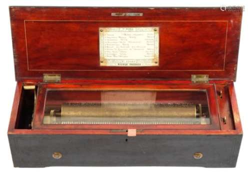 Nicole Freres A 19th century Swiss musical box: playing ten airs, with lever wound 31cm.