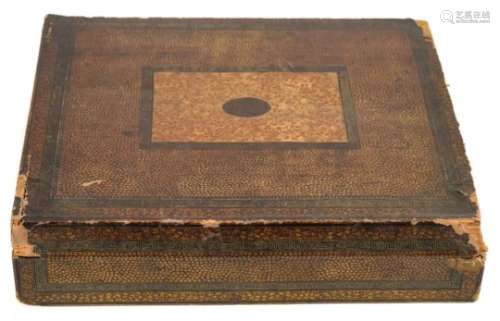A 19th century Cantonese lacquered export ware games box: of rectangular outline,