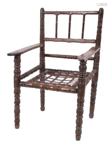 An early 19th Century turned oak frame armchair:,