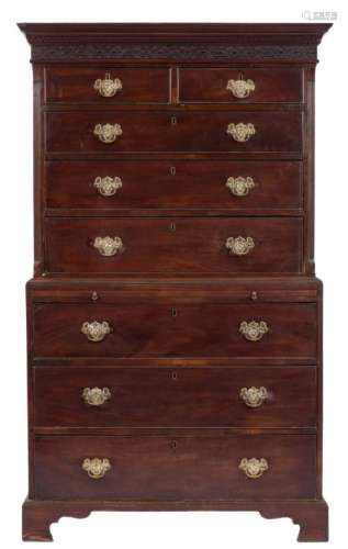 A George III mahogany tallboy:,