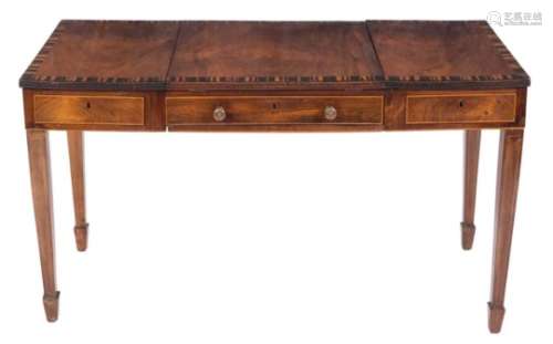 A 19th Century rosewood, inlaid and coromandel crossbanded writing and games table:,