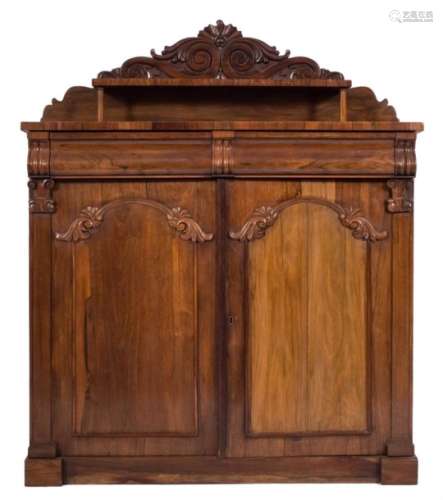 A Victorian carved rosewood chiffonier,