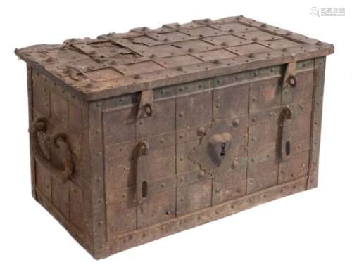 An 18th century Nuremberg iron strong box,