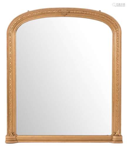 A Victorian later gilt gesso domed overmantel mirror:,