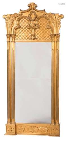 A carved giltwood pier mirror:,