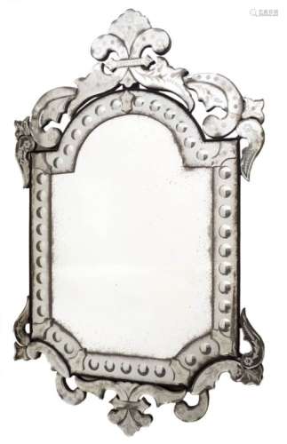 A Venetian etched marginal wall mirror:,