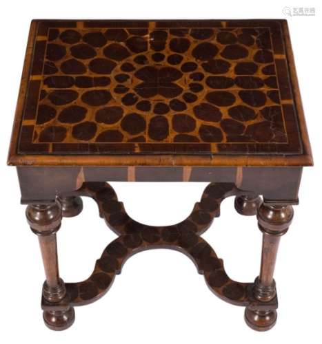 A laburnum oyster veneer rectangular occasional table: in the William and Mary taste,
