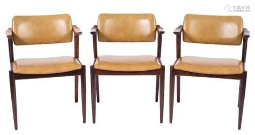 Arne Voder (1926-2009) for Sibast Mobler, a set of eight rosewood dining chairs:,