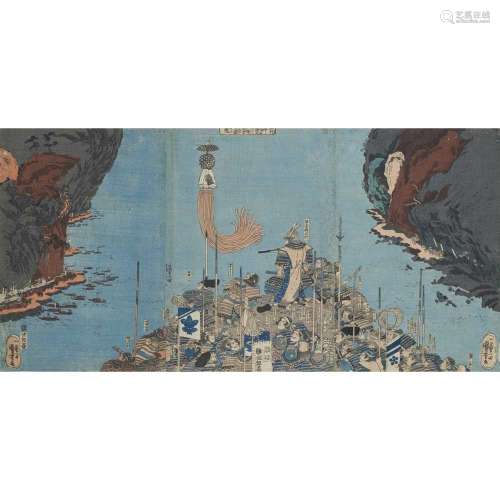 TWO JAPANESE WOODBLOCK PRINTS MEIJI PERIOD, 19TH CENTURY comprising
onedepicting two ladies in a