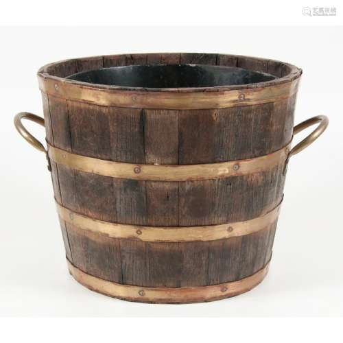 English Oak Brass-Bound Bucket