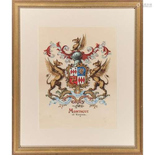 Gouache Coat of Arms, Montague of Virginia