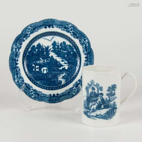 Caughley Blue and White Mug and Plate