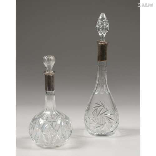 German .800 Silver and Cut Glass Decanters