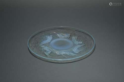 Ondines, an R. Lalique opalescent glass plate,